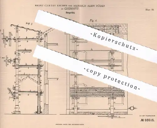 original Patent - Franz Gustav Knopfe , Heinrich Albin Röder , Chemnitz , 1895 , Baugerüst | Bau - Gerüst | Gerüstbauer