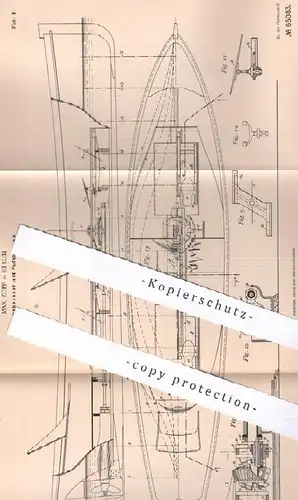 original Patent - Max Zopf , Berlin , 1891 , Schraubenboot mit Fußbetrieb | Boot , Bootsbauer , Schiff , Schiffsbauer !!