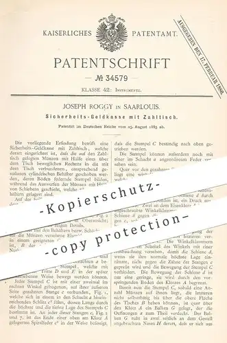 original Patent - Joseph Roggy , Saarlouis , 1885 , Geldkasse mit Zahltisch | Geld , Kasse , Kassen , Verkauf , Münzen