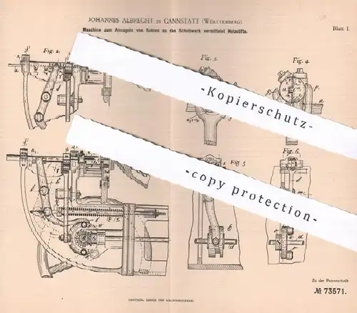 original Patent - Johannes Albrecht , Stuttgart / Cannstatt 1892 | Annageln der Sohle an Schuhwerk | Schuhe , Schuster