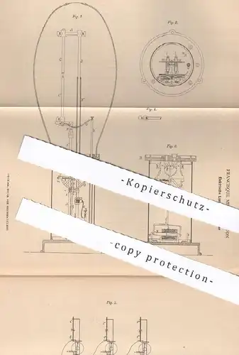 original Patent - Francisque Million , Lyon , Frankreich , 1879 , Elektrische Lampe mit Regulator | Licht , Elektriker