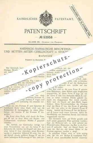 orignal Patent - Rheinisch Nassauische Bergwerks- & Hütten AG Stolberg , 1890 , Gießtisch | Gießen , Formen , Giesserei