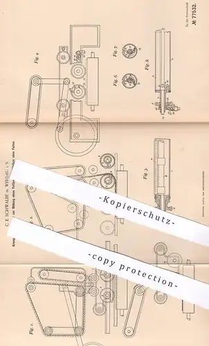 orignal Patent - C. E. Schwalbe , Werdau 1893 , Krempel mit Florleger | Spinnmaschine | Spinnen , Gewebe , Vlies , Stoff