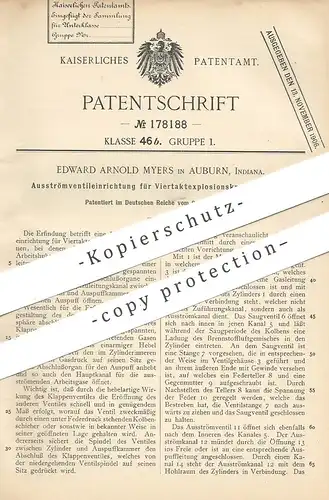 original Patent - Edward Arnold Myers , Auburn , Indiana , 1905 , Ventil für Viertaktexplosionskraftmaschine | Gas Motor