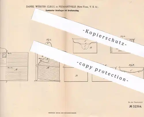 original Patent - Daniel Webster Clegg , Pleasantville , New York USA | Briefbogen mit Briefumschlag | Papier , Brief