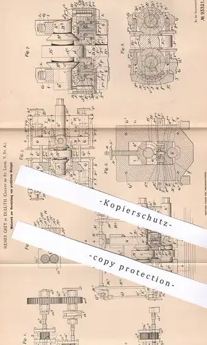 original Patent - Henry Grey , Duluth , St. Louis , USA , 1896 , Walzwerk für profiliertes Walzgut | Walze , Walzen !!