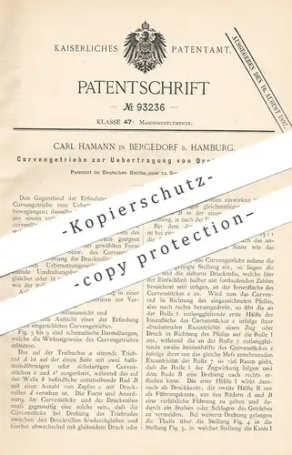 original Patent - Carl Hamann , Hamburg / Bergedorf , 1896 , Kurvengetriebe zur Übertragung von Drehbewegung | Getriebe