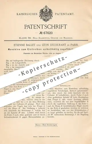 original Patent - Etienne Ballet , Léon Lecourant , Paris , Frankreich , 1892 , Schuhwerk - Nagel | Schuster , Schuhe