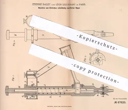 original Patent - Etienne Ballet , Léon Lecourant , Paris , Frankreich , 1892 , Schuhwerk - Nagel | Schuster , Schuhe