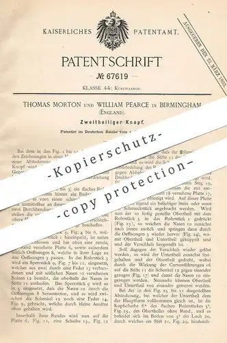 original Patent - Thomas Morton , William Pearce , Birmingham , England , 1892 , Zweiteiliger Knopf | Knöpfe , Schneider