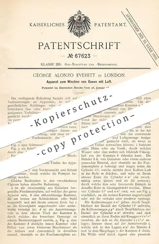 original Patent - George Alonzo Everett , London , England , 1892 , Mischen von Gasen mit Luft | Gas , Brenner , Licht