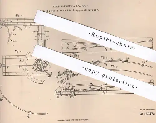 original Patent - Alan Brebner , London , England , 1900 , Blende für Gruppenblitzfeuer | Leuchtfeuer | Blitz , Linse !!
