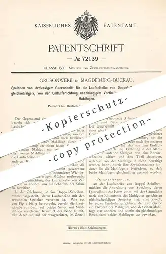 original Patent - Grusonwerk , Magdeburg / Buckau , 1893 , Speichen für Mühlen | Mühle , Speiche | Müllerei , Müller !!