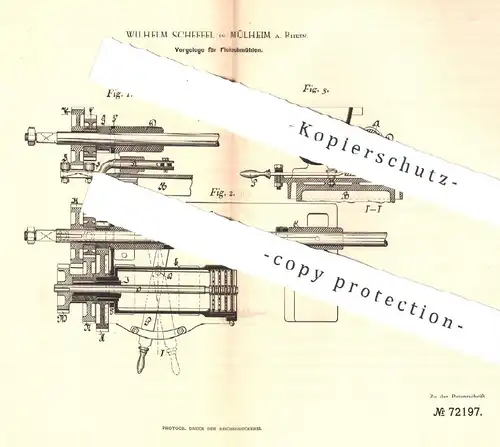 original Patent - Wilhelm Scheffel , Mülheim / Rhein , 1893 , Vorgelege für Fleischmühle | Fleischwolf | Fleischer !!