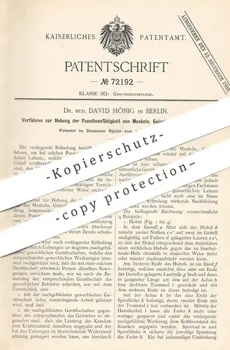 original Patent - Dr. med. David Hönig , Berlin 1893 | Stärken v. Muskel , Gelenk , Bänder | Arzt , Gesundheit , Medizin