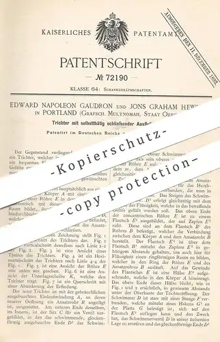 original Patent - Edward Napoleon Gaudron , Jons Graham Hewison , Portland , Multnomah , Oregon | 1893 , Trichter