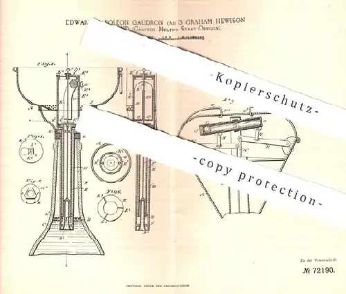 original Patent - Edward Napoleon Gaudron , Jons Graham Hewison , Portland , Multnomah , Oregon | 1893 , Trichter