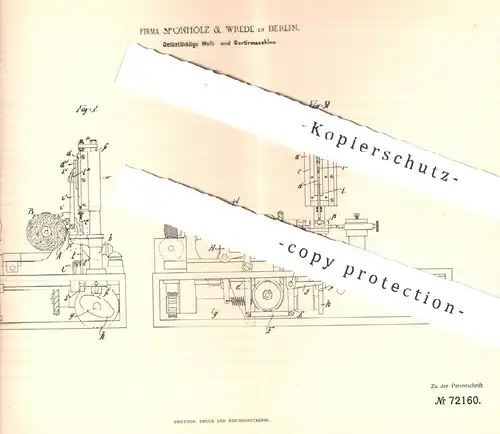 original Patent - Sponholz & Wrede , Berlin , 1893 , Messmaschine , Sortiermaschine | Metall , Waffen , Pistole !!