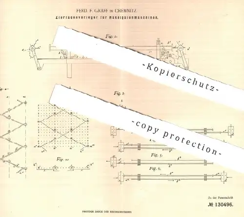 original Patent - Ferd. F. Graff , Chemnitz , 1900 , Zierfadenvorleger für Häkelgalonmaschinen | Häkel , Stricken , Garn