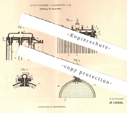 original Patent - Otto Fromme , Frankfurt / Main , 1899 , Abdichtung für Kammerfilter | Dichtung , Filter , Filterkammer