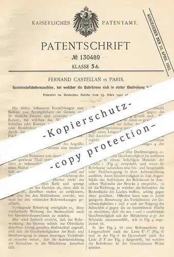 original Patent - Fernand Castellan , Paris , Frankreich , 1900 , Gesteinstoßbohrmaschine | Gestein - Bohrmaschine !!!