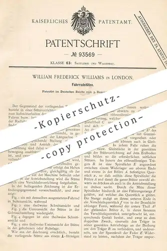 original Patent - William Frederick Williams , London , England , 1896 , Fahrradstütze | Fahrrad - Stütze | Fahrräder