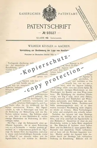 original Patent - Wilhelm Kessler , Aachen , 1896 , Bestimmung der Lage von Kanalabzweigungen | Kanal , Leitungen !!