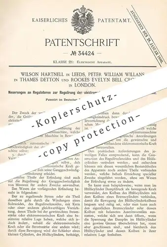 original Patent - W. Hartnell , Leeds , Peter W. Willians , Thames Detton , Rookes E. Bell Crompton , London | Regulator