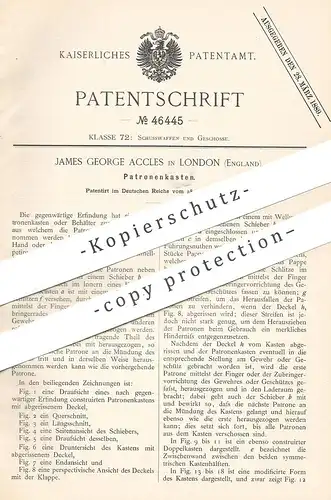 original Patent - James George Accles , London , England , 1888 , Patronenkasten | Patronen , Waffen , Munition , Gewehr