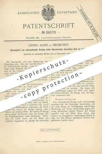 original Patent - Georg Alers , Helmstedt , 1885 , Baumgabel | Baumschere | Obstbaum , Gärtner , Säge , Baumsäge !!!
