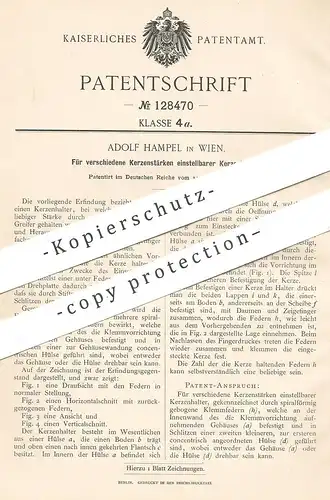 original Patent - Adolf Hampel , Wien , Österreich , 1901 , Kerzenhalter | Kerze , Kerzen , Kerzenständer | Laterne !!!