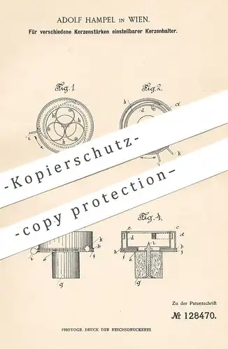 original Patent - Adolf Hampel , Wien , Österreich , 1901 , Kerzenhalter | Kerze , Kerzen , Kerzenständer | Laterne !!!