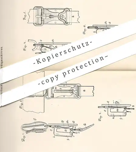 original Patent - Ernst Becker , Löbau / Görlitz / Dresden , 1888 , Bauchgurtschloss an Pferdegeschirr | Pferde , Pferd