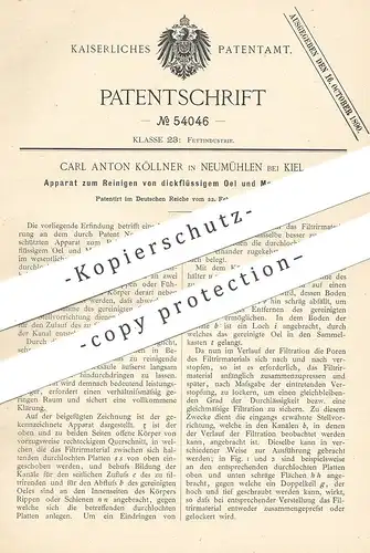 original Patent - Carl Anton Köllner , Neumühlen / Kiel , Reinigen von dickflüssigen Öl & Maschinenfett | Fett , Fette !