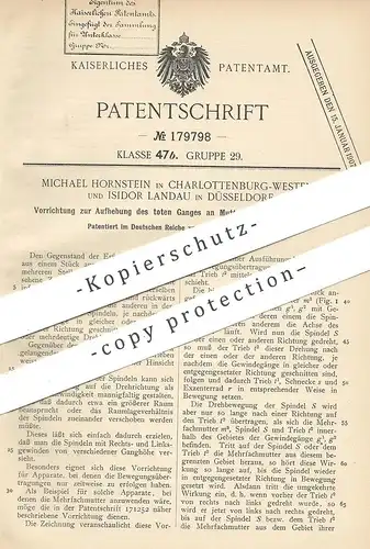 original Patent - Michael Hornstein , Berlin Charlottenburg Westend | Isidor Landau , Düsseldorf | 1904 , Gewindespindel