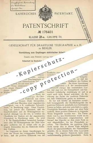 original Patent - Drahtlose Telegraphie GmbH Berlin  1904 , Empfangen elektrischer Schwingungen | Telegraph | Elektriker