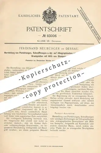 original Patent - Ferdinand Neubürger , Dessau , 1894 , Druckplatten für Lithographie | Stempel , Druck , Buchdruck !!