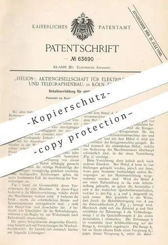 original Patent - Helios AG für elektrisches Licht & Telegraphenbau , Köln / Ehrenfeld | elektr. Schaltung | Elektrik !!