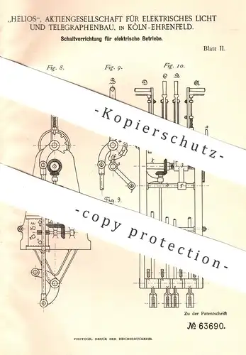 original Patent - Helios AG für elektrisches Licht & Telegraphenbau , Köln / Ehrenfeld | elektr. Schaltung | Elektrik !!