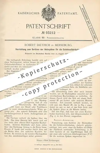 original Patent - Robert Dietrich , Merseburg , 1896 , Sortieren der Holzspähne zur Zellulose - Herstellung | Papier !!!