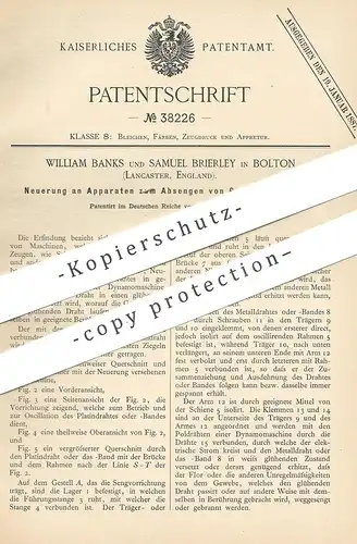 original Patent - William Banks , Samuel Brierley , Bolton , Lancaster , England , 1886 , Absengen von Gewebe | Stoff !!