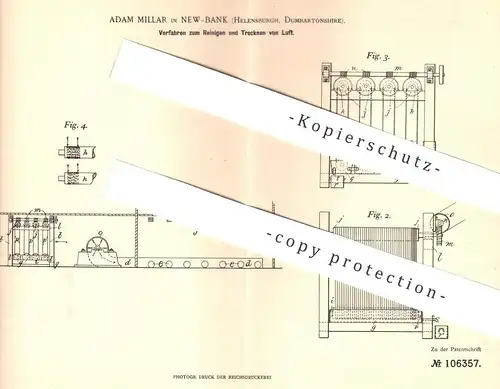 original Patent - Adam Millar , New Bank , Helensburgh / Dumbartonshire , 1899 , Reinigen & Trocknen von Luft | Glyzerin