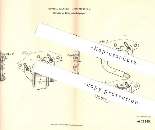 original Patent - Thomas Dancer , Malmesbury , 1882 , Sicherheits- Steigbügel | Pferd , Pferde , Kutsche | Sattler !!!