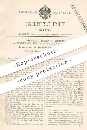 original Patent - Oscar Guttmann , London | Ludwig Rohrmann , Krauschwitz / Muskau 1891 | Kondensation von Salpetersäure