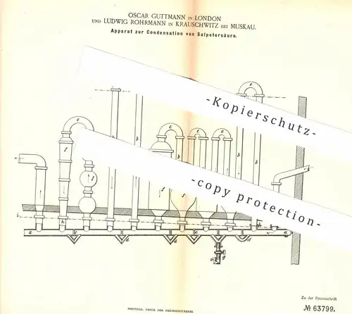 original Patent - Oscar Guttmann , London | Ludwig Rohrmann , Krauschwitz / Muskau 1891 | Kondensation von Salpetersäure