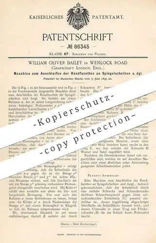 original Patent - William Oliver Bailey , Wenlock Road, London , England , 1895 | Facetten am Spiegel schleifen | Glas !