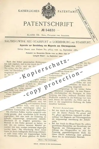 original Patent - Salzbergwerk Neu Stassfurt / Loederburg , 1890 , Darstellung von Magnesia aus Chlormagnesium | Chlor !