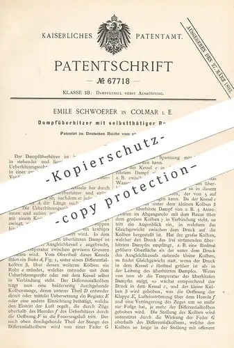 original Patent - Emile Schwoerer , Colmar / Elsass , 1892 , Dampfüberhitzer | Dampfkessel , Wasserkessel , Kessel !!!