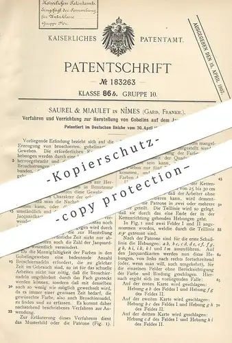 original Patent - Saurel & Miaulet , Nîmes / Gard / Frankreich , 1905 , Herstellung von Gobelins auf Jacquard - Webstuhl