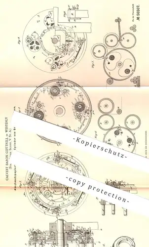 original Patent - Calvert Baron Cottrell , Westerly , Rhode Island  USA , 1890 , Abschmutzpapierleitung an Druckmaschine